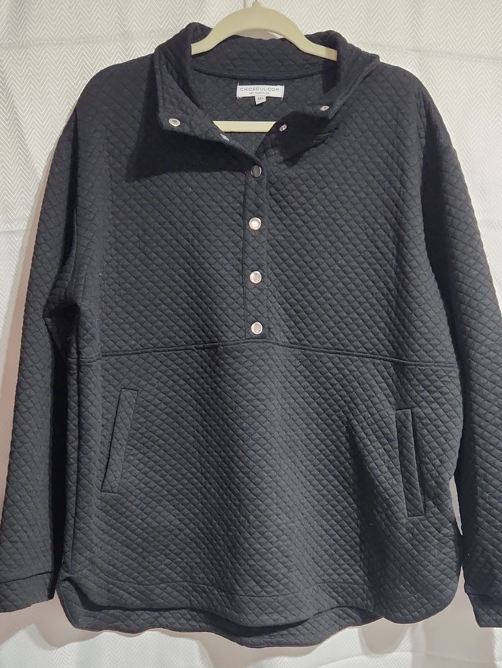 1XL Chic Soul Quilted Black Pullover